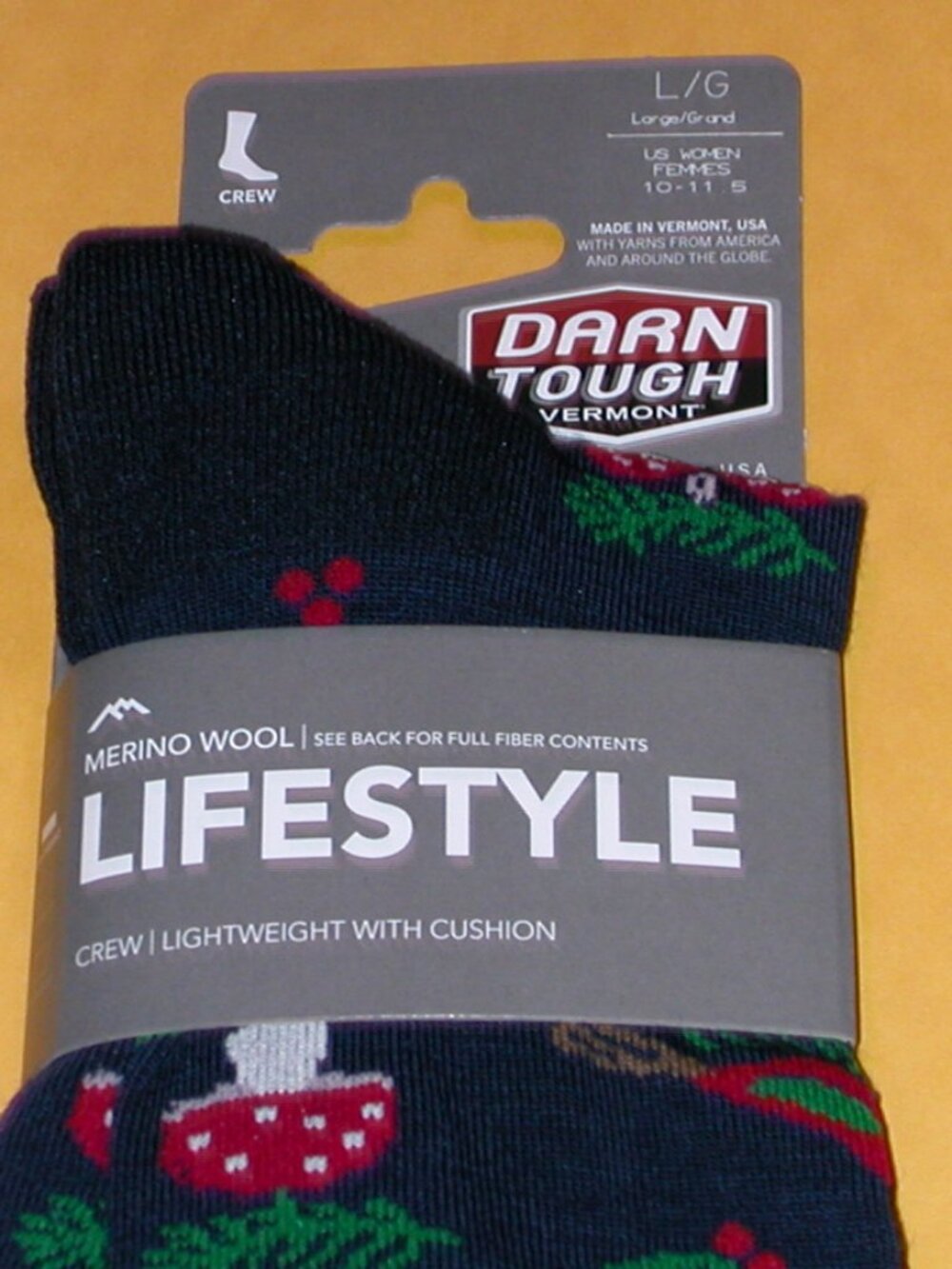 Darn Tough Tinsel Town Crew Light Cushion Socks Women's Large Eclipse Color NWT - Picture 3 of 6